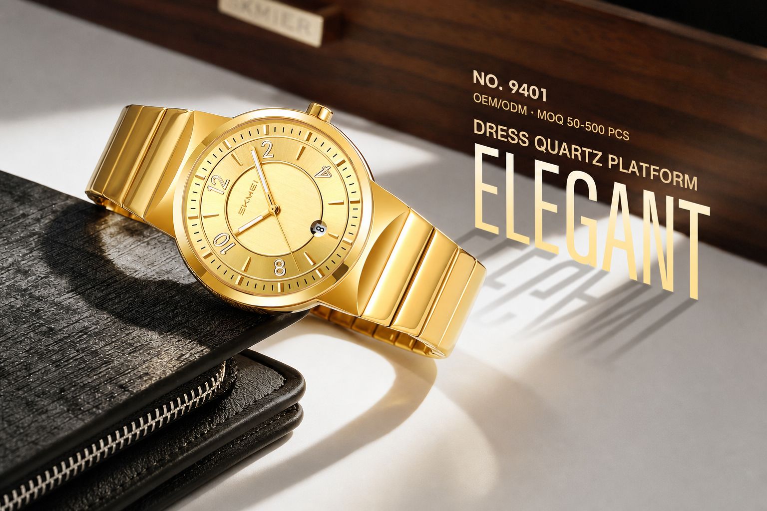 SKMEI 9401 elegant gold dress quartz campaign poster